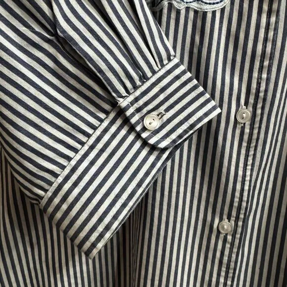 Vintage Blair Women’s Blue Striped Lighthouse Nautical Coastal Beach Top Sz L - Picture 7 of 10